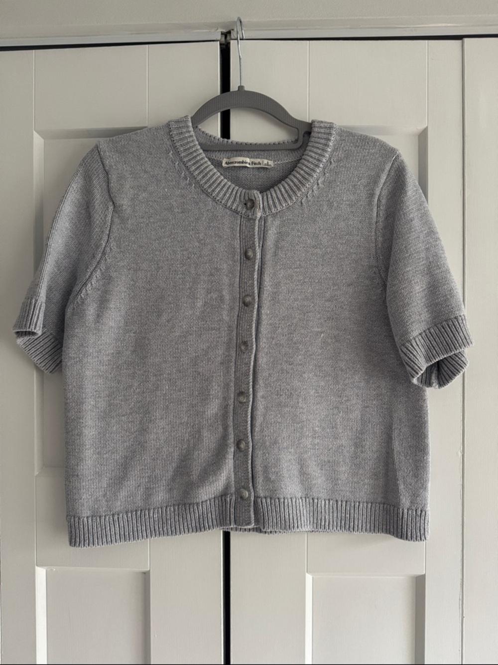 Abercrombie & Fitch Light Blue Short-Sleeve Knit Cardigan